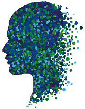 Blue and green head respresenting mental health